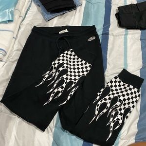 vans checkered flame sweatpants